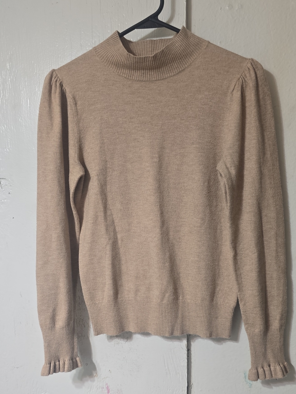 Chelsea & Violet Taupe Mock Neck Sweater